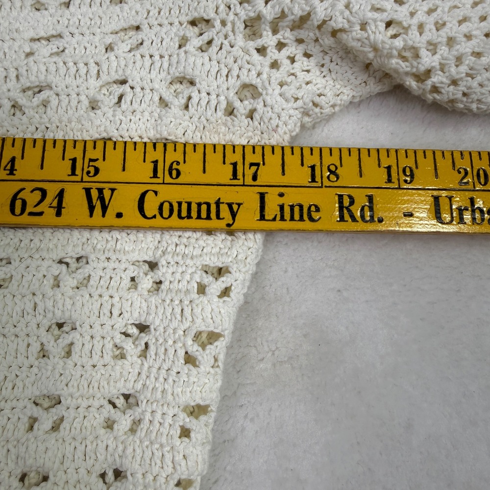 Ralph Lauren Hand Knit Crochet Dress Cream Ivory Cotton Italian Yarn Womens M - Picture 5 of 6